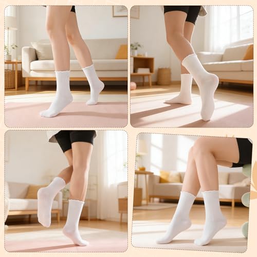 Non-Slip Pilates Grip Socks for Women - White / Size 5