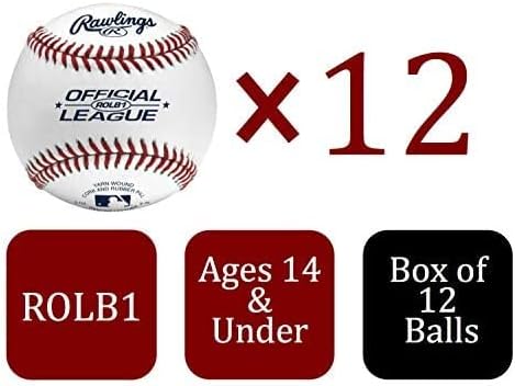 Rawlings Official League Baseballs - Competition Grade ROLB1 | Youth/14U | Game & Practice | 12 Count