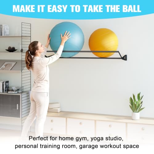 Wall Mounted Exercise Ball Rack for Yoga & Fitness Balls - Holds 2