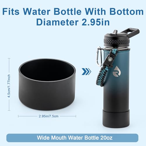 Silicone Water Bottle Boot - 2PCS Bottom Protector for 20/24 oz Bottles - Black