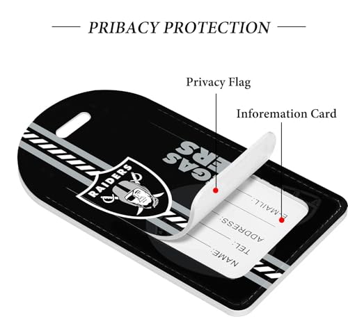 Football Themed Luggage Tags - 2 Pack PU Leather Suitcase Tags
