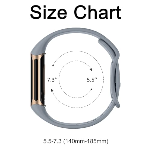 Floral Engraved Fitness Tracker Band for Charge 6/5 - Blue Gray