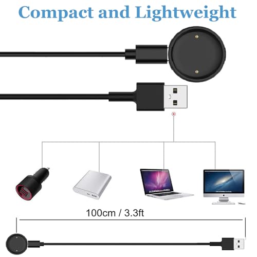 Smartwatch Charging Cable for Amazfit Bip 6 & Active 2 - 3.3ft