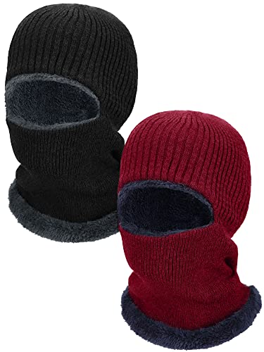 SATINIOR 2 Pack Winter Fleece Ski Masks Balaclava for Cold Weather - Black, Red, One Size