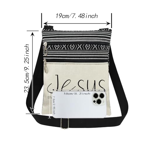 Jesus Print Adjustable Crossbody Messenger Bag - Dual Compartment