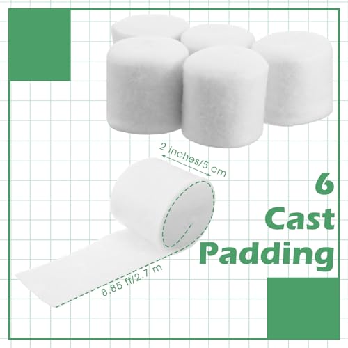 Soft Cotton Cast Padding Wrap - 6 Rolls, 2 Inch x 8.85 ft
