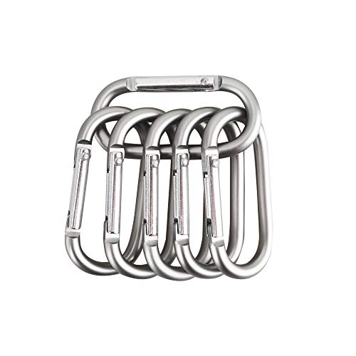 Aluminum Oval Carabiners Clips - 6 Pack Grey Keyring Hooks