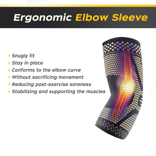Copper Elbow Compression Sleeve - Small / Black for Pain Relief