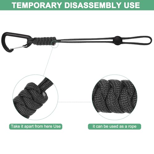 Paracord Keychains - 2-Pack Adjustable Lanyard Strap - Black