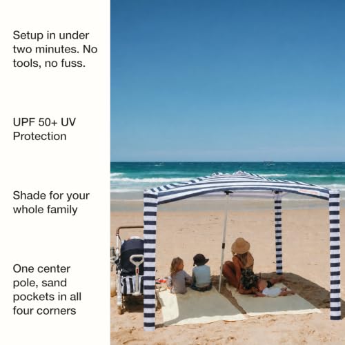 CoolCabana Beach Shade Tent - Easy Setup, UPF 50+, 64ft² - Navy Stripes