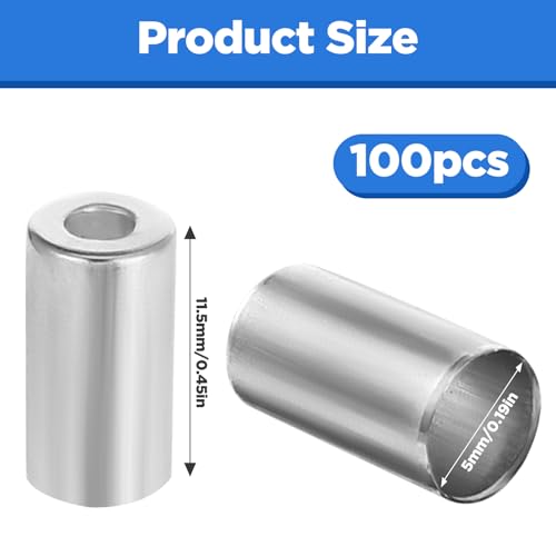 100 Pcs Aluminum Bike Brake Cable End Caps - 5mm Silver