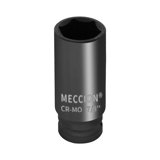 Meccion 1/2 Inch Drive Impact Socket 7/8 inch SAE, 6 Point Cr-Mo Deep Impact Socket, 78mm Length