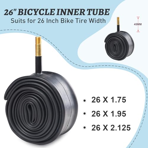 26 Inch Bike Inner Tube 26 x 1.75/2.125 - 1 Pack with Schrader Valve