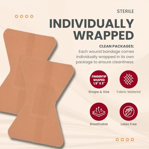 Dealmed Fabric Fingertip Bandages - Latex Free, Non-Stick Pad 100