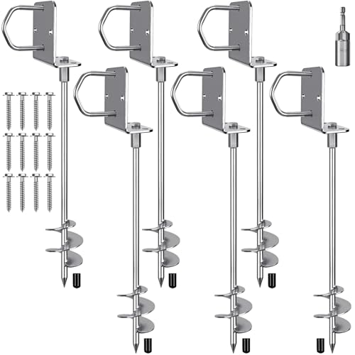 Insaga 3'' Blade Ground Anchors (18''-6 Pack) for Trampolines, Sheds & Swing Sets