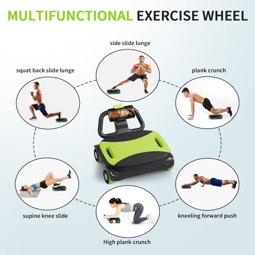 IRISFLY 4-Wheel Ab Roller with Auto-Rebound - Core & Abs Workout Machine