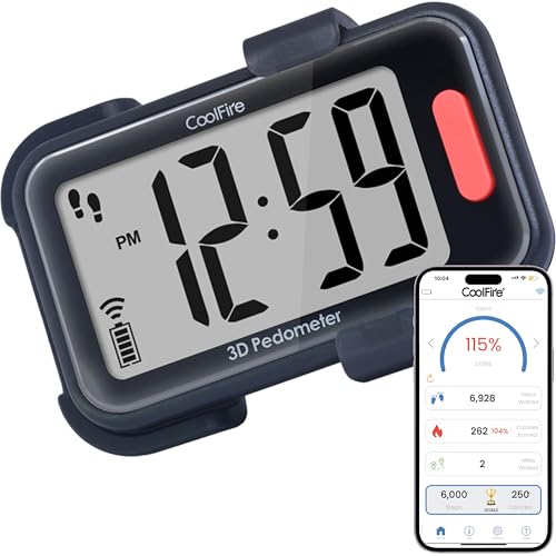 3D Clip-On Pedometer - Accurate Step Counter - Mat Black