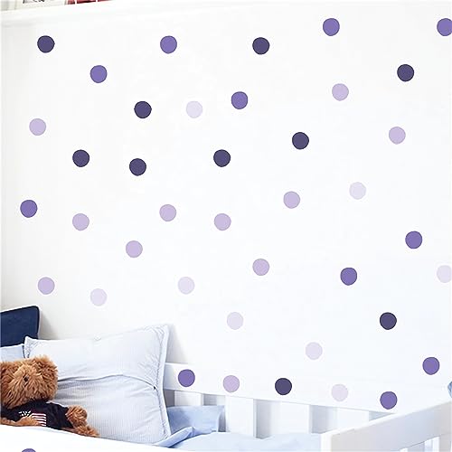 Purple Dark Purple Mauve Polka Dot Wall Stickers, sacinora DIY Circle Art Wall Decals Removable Vinyl Peel and Stick for Nursery Closet Refrigerator Living Room Children's Room Bedroom