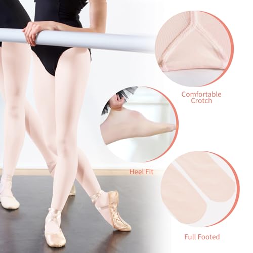 Ballet Tights for Girls - Toddler 2-4T in Ballet Pink - 2 Pcs