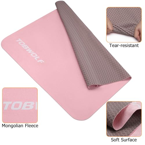 Pink Suede Pilates Reformer Mat - Non-Slip, Quick-Drying, Lightweight