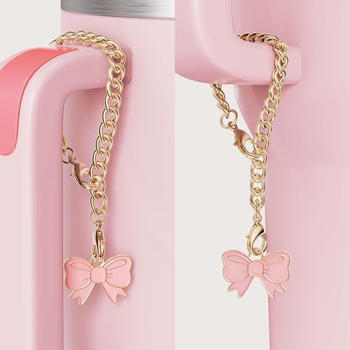 Bow Straw Topper Set - 3PCS Pink & White Charms for Tumblers
