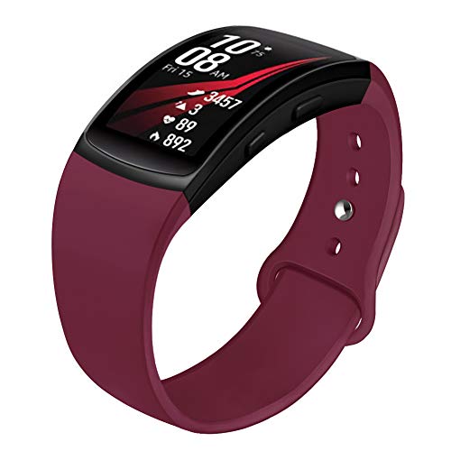 Soft Silicone Replacement Band for Samsung Gear Fit 2 - Wine Red, Small (5.5''-7.1'')