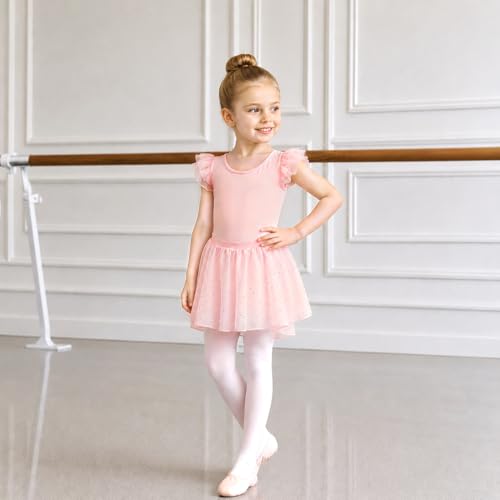 Ballet Leotard for Girls with Skirt and Hairband - Light Pink (4-5T)