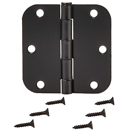 Amazon Basics Matte Black 3.5 x 3.5 Inch Door Hinges, 18-Pack with Screws