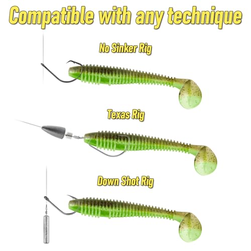 20 Pack Paddle Tail Swimbait Fishing Lures - Blue-White 2''