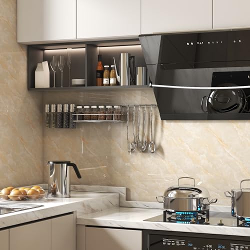 Glossy Marble Peel and Stick Wallpaper for Kitchen Countertops & Walls ? Self Adhesive Waterproof Contact Paper, Removable Vinyl Wall Covering, Easy DIY Home Decor (15.3" x 78.8")