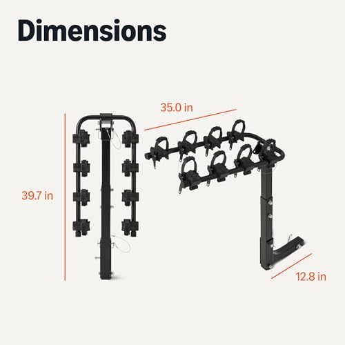 4-Bike Hitch Rack for Car, SUV & Truck - Heavy-Duty Steel Frame