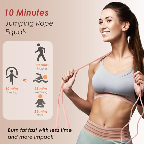 Adjustable Jump Rope Set - 2 Pack Speed Rope for Fitness - Black + Pink