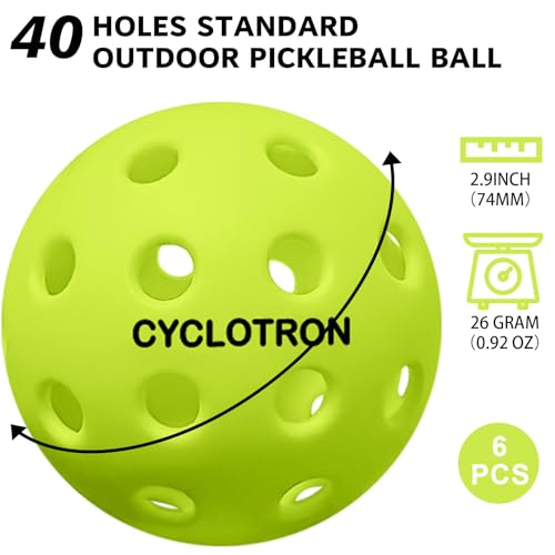 Premium USAPA Pickleball Balls - 6-Pack Neon Green, High Bounce