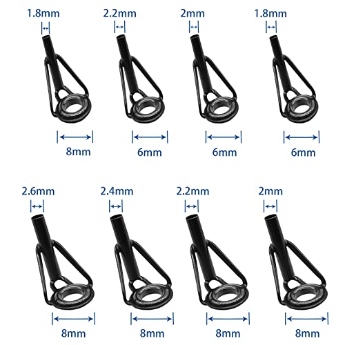 Fishing Rod Tip Repair Kit - 8 Piece Stainless Steel Ceramic Guide Set
