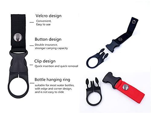 Portable Water Bottle Clip Holder - 4PCS Nylon Keychain - Black
