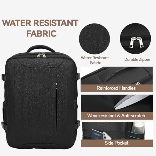 Lossga 30L Travel Backpack — Airline-Approved Personal Item 18x14x8 (Black)
