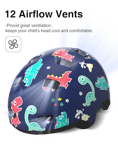 Adjustable Toddler Helmet for Ages 2-6 - Dinosaur Design