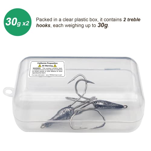 Weighted Treble Fishing Hooks - 1.05oz Three Claw & Four Claw