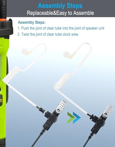 Commountain Clear Acoustic Tube for Left Ear Two-Way Radio Earpiece & Headset