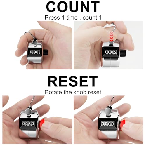 2 Pack Metal Hand Tally Counters - Accurate Clicker Counters