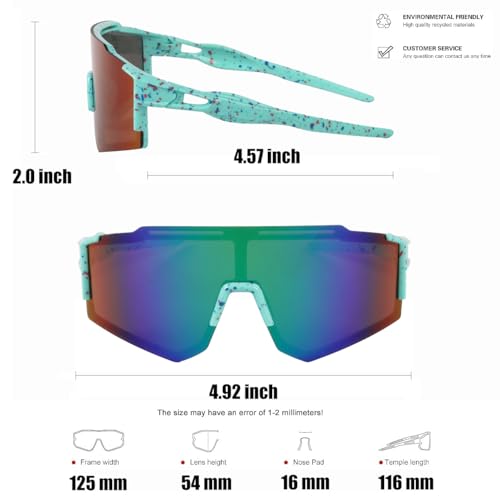 Kids UV Protection Baseball Sunglasses with Case - Green-Blue Youth Sports Glasses