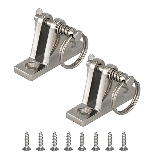 Stainless Steel Deck Hinges - 2 Pack with Quick Release Pin & Ring