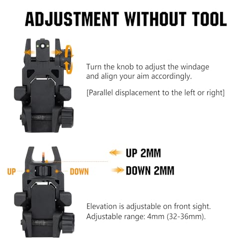 Flip Up Polymer Backup Sights with Fiber Optics - Black