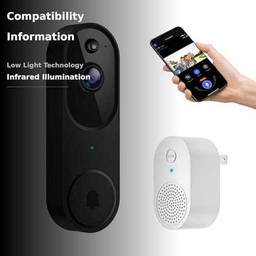 GridTera Smart Video Doorbell Camera Wireless, AI Human Detection and Instant Alerts, Night Vision, 2-Way Audio, Battery Powered, Cloud Storage Sold Seperately, 2.4G WiFi (Chime Included)