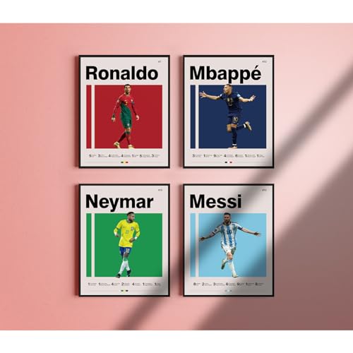 Soccer Poster Set of 4 - Unframed 8x10 Canvas Prints for Kids