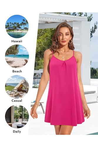 2024 Women's Summer Floral Mini Beach Dress - Rose Red