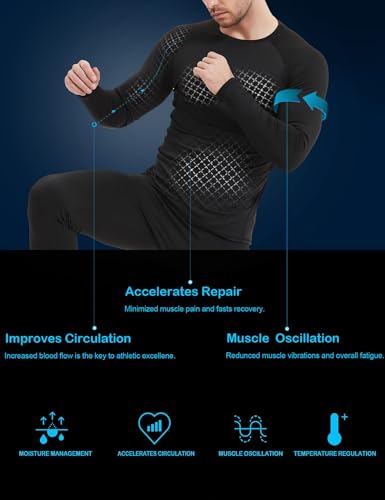 Dalavch Men's Compression Long Sleeve Workout Shirts 1/5 Pack Black White Blue