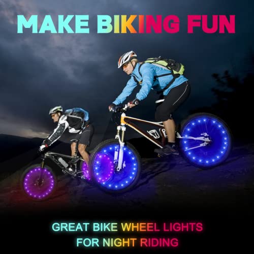 LED Bike Wheel Lights - Ultra Bright Waterproof Spoke Lights, 2-Pack - Blue
