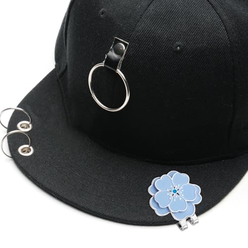 Magnetic Golf Ball Marker with Hat Clip - Blue Flower Design