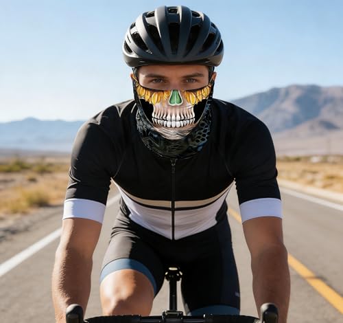 Skull Print Neck Gaiter Face Mask - Yellow Face